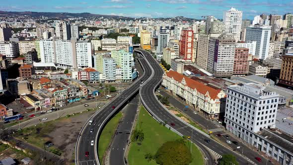 Porto Alegre, Brazil. Brazilian city skyline landmark. Buildings at downtown city.