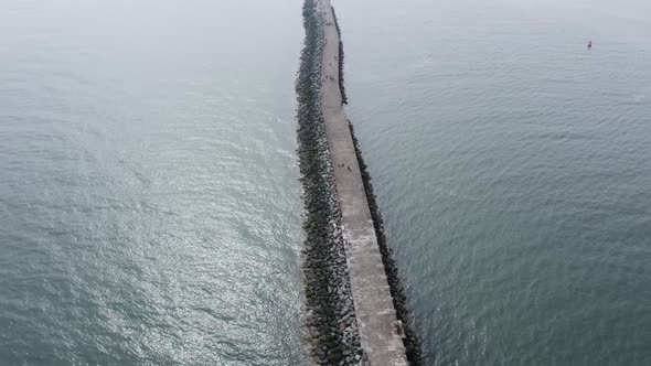 Beautiful aerial capture of The Poolbeg Lighthouse