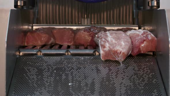 Brine Injection Of Pork In A Meat Processing Factory