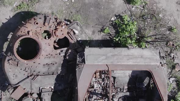 Vertical Video of a Burnt Military Equipment During the War in Ukraine