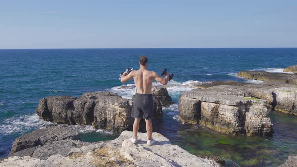 Strong Back Muscles of Athlete Man.