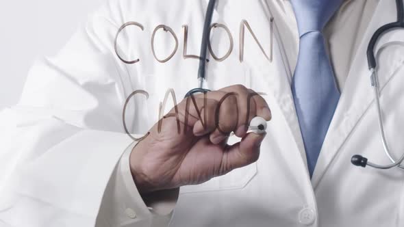 Asian Doctor Writing Colon Cancer