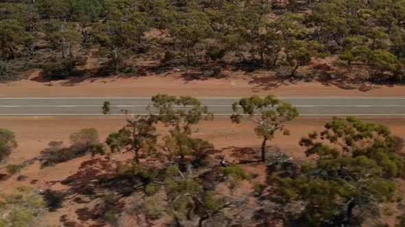 Road Train in Australian Outback (Drone Shot)