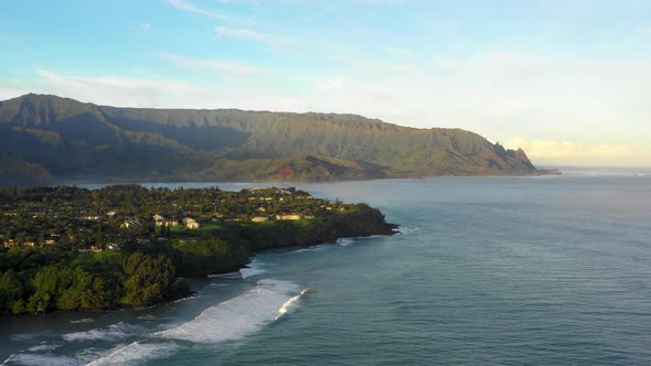 Coastal Kauai North Shore Na Pali Mountains Aerial