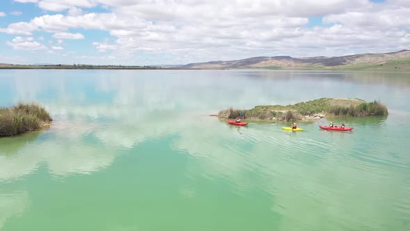 Fly Over The Canoe In The Lake