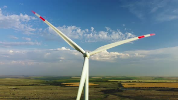 Wind Turbines in a Field Against the Sky