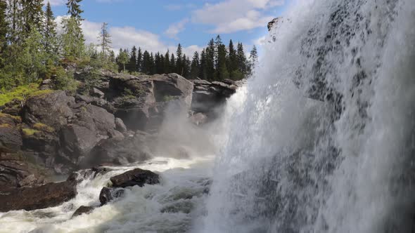 Ristafallet Waterfall in the Western Part of Jamtland