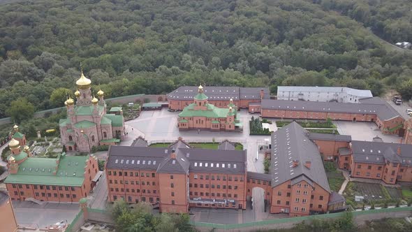 Aerial To Orthodox Monastery Goloseevo in Kyiv, Ukraine