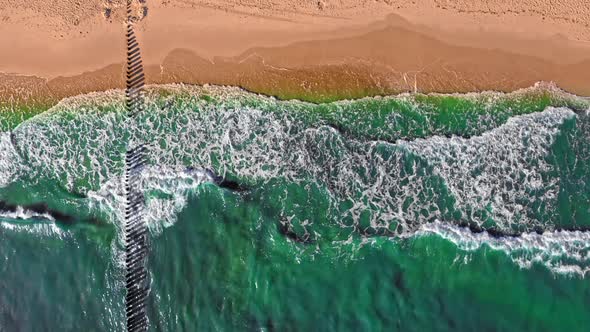 Waves on Baltic sea in summer, aerial view