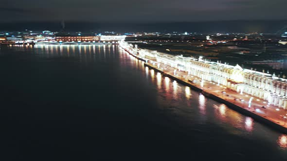 Aerial View of Winter Palace or Hermitage From Palace Embankment, Saint Petersburg, Russia