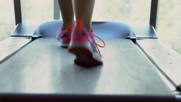 Foot Runner on a Treadmill Closeup