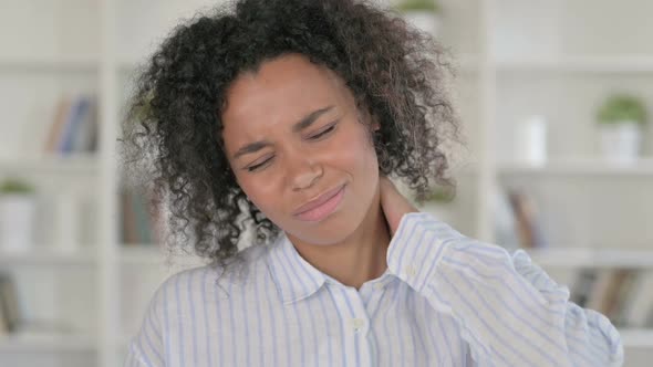 Tired African Woman Having Neck Pain