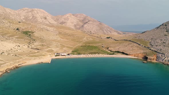 Aerial view of hidden beach at Vela luka bay during the summer, Baska, Croatia.