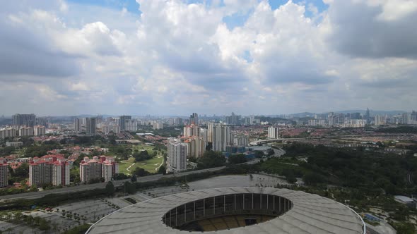 Aerial view of National Stadium and Kuala Lumpur City