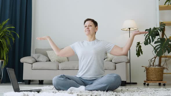 Senior Woman Doing Meditation Exercise Stretching Sports Yoga