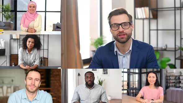 Video Chat of Diverse Coworkers Employees