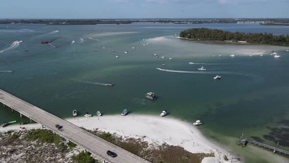 Aerial of Longboat Pass and Jewfish Key with all the party boats parked for the day