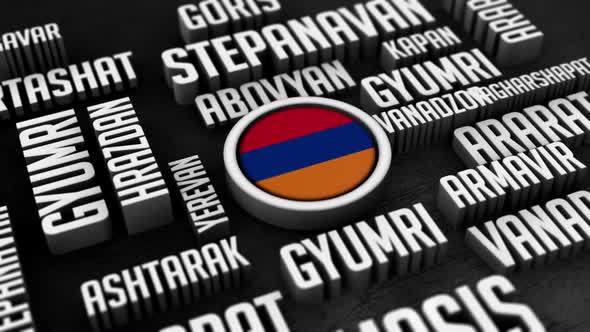 Armenia Cities Word Cloud Collage In 3D