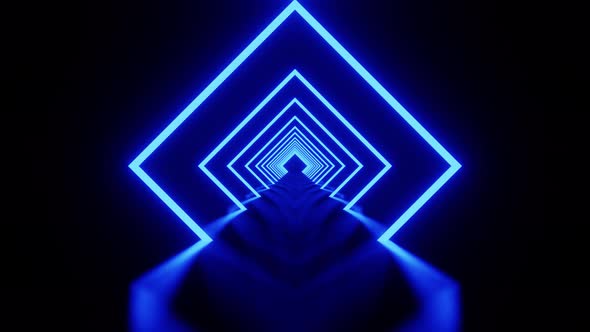 Blue Rhombus Laser Show Motion Tunnel Background Vj Loop 4K