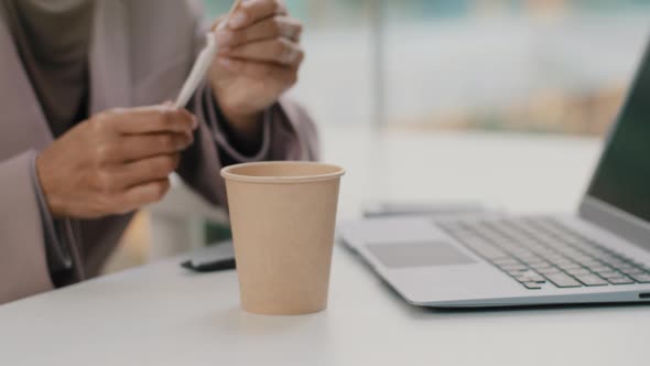 Closeup Female Hands Unrecognizable Successful Businesswoman Sitting at Workplace Young Woman