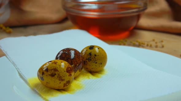 Quail Egg Removed From Yellow Dye