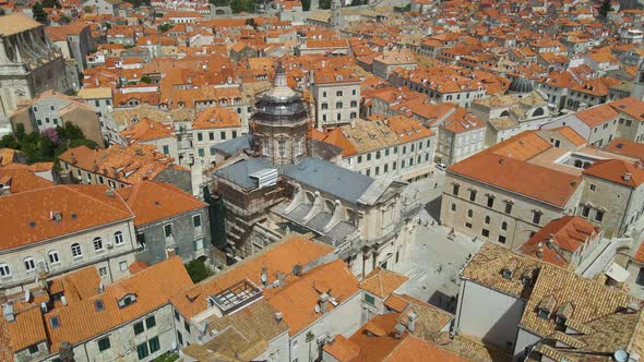 drone footage of Dubrovnik, Croatia. during sunrise, famous by Game of Thrones. Aerial view on old t