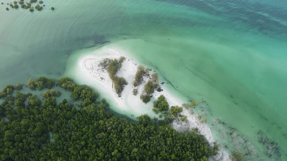 Zanzibar Tanzania  Aerial View of the Ocean Near the Shore of the Island Slow Motion