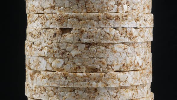 Dry Buckwheat crispbread round stack close up texture