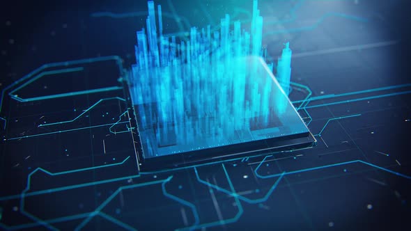 Futuristic City Hologram Grows With Data Information Lines alt