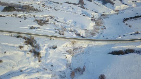 Cars On Winter Road