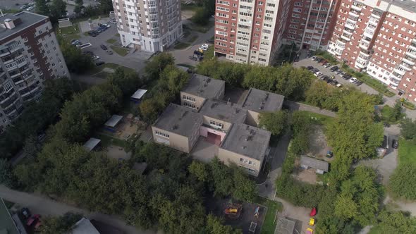 Aerial view of empty preschool building in city 09