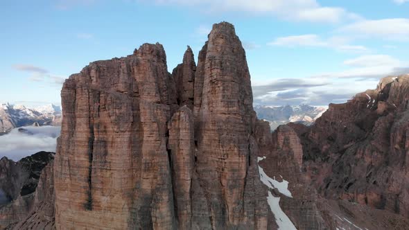 Aerial Fly Over Dolomites Mountains in Italy South Tyrol