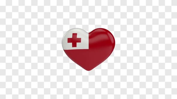 Tonga Flag on a Rotating 3D Heart