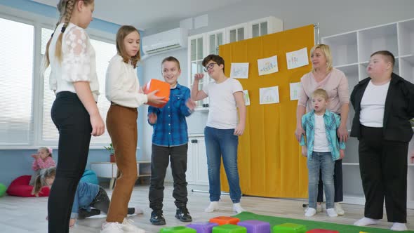 School for Children with Disabilities Cheerful Children Have Fun at Developmental Training in an