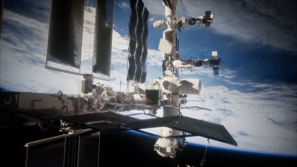 Earth and Outer Space Station Iss