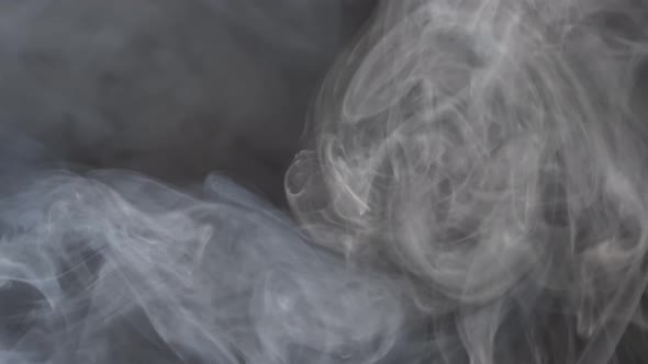 Smoke texture over blank black background. Mystical steam at night.