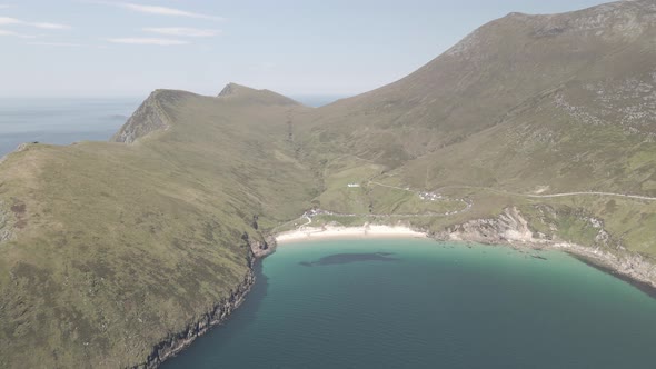 Azure Waters Surrounding Breathtaking Scenery Of Achill Island In Ireland - aerial shot