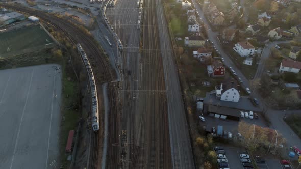 Aerial View of Railway and Neighborhood in Stockholm