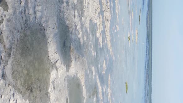 Zanzibar Tanzania  Vertical Video of Low Tide in the Ocean Near the Coast Slow Motion