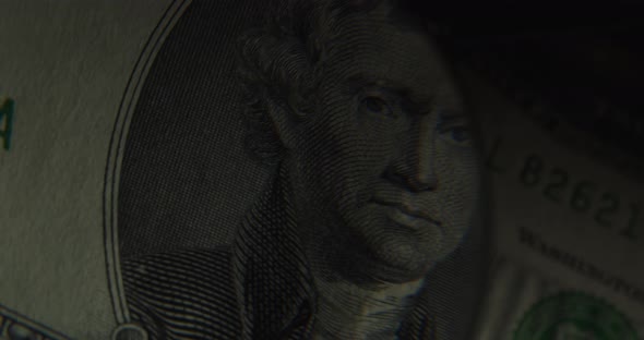 Us President Thomas Jefferson On United States 2 Dollar Bill Rotating