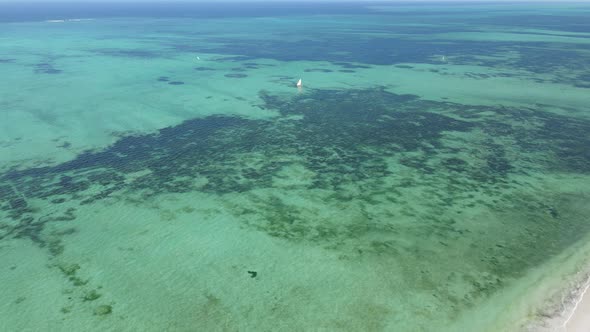 Zanzibar Tanzania  Aerial View of the Ocean Near the Shore of the Island Slow Motion