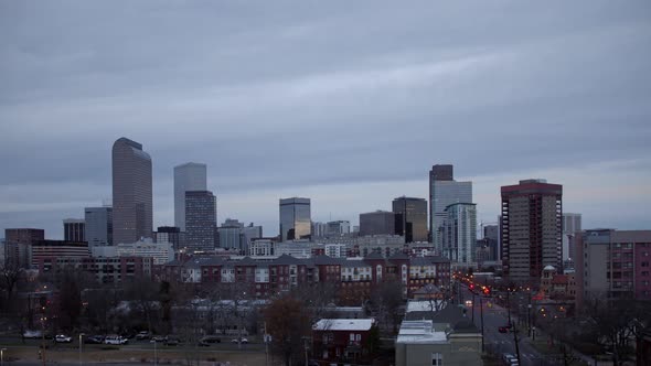 Denver Skyline Cloudy Sunrise Timelapse