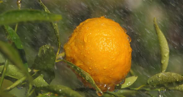 orange growing on an orange tree