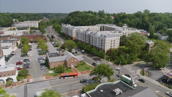 Aerial View of a Small Town Neighborhood in the United States