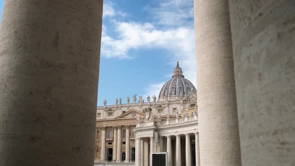 Saint Peter's Basilica view between columns.