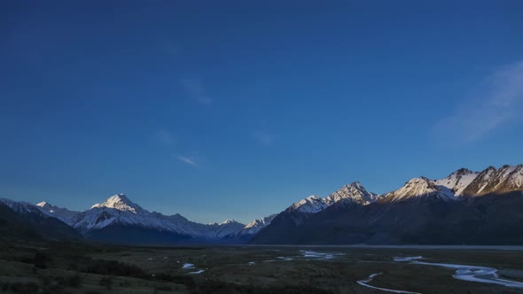 Mount Cook New Zealand nightfall timelapse