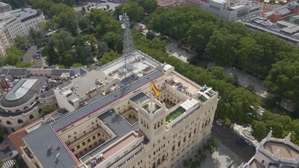 Massive Building with the Flag of Spain and a Massive Radio Tower Valencia
