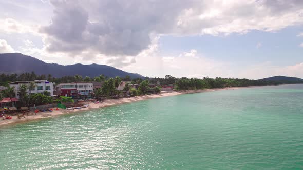 4k Drone Footage of the Beach at Mae Nam on Koh Samui in Thailand, Including Beachfront Resorts with