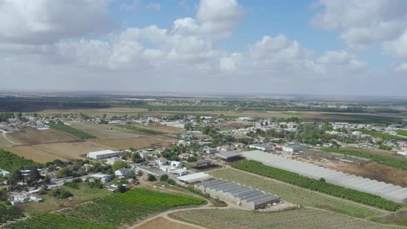 Aerial Shot of Shuva Settlements at Sdot Negev , Israel