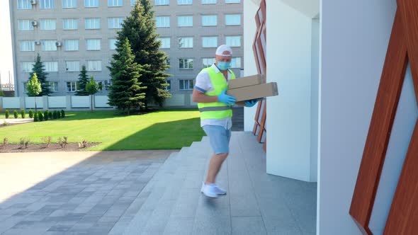 Delivery of Parcel with Medical Equipment To Hospital During Coronavirus Outbreak, Courier